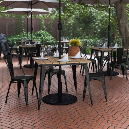 Flash Furniture 36 SQ Table Brown Umbrella Top/Black Steel Frame JJ-T14619-90-BRBK-GG